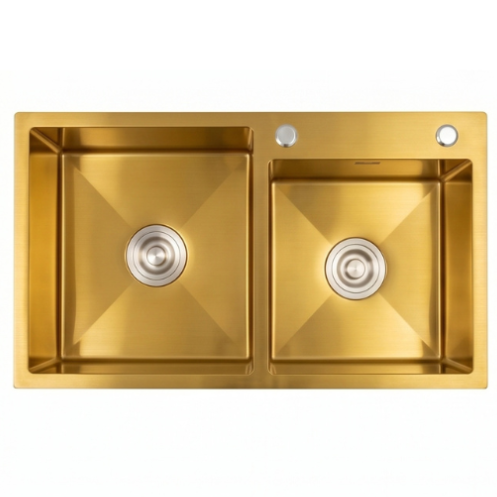 Gold Double Bowl Kitchen Sink #0022