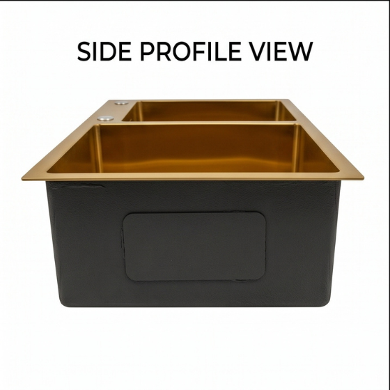 Gold Double Bowl Kitchen Sink #0022