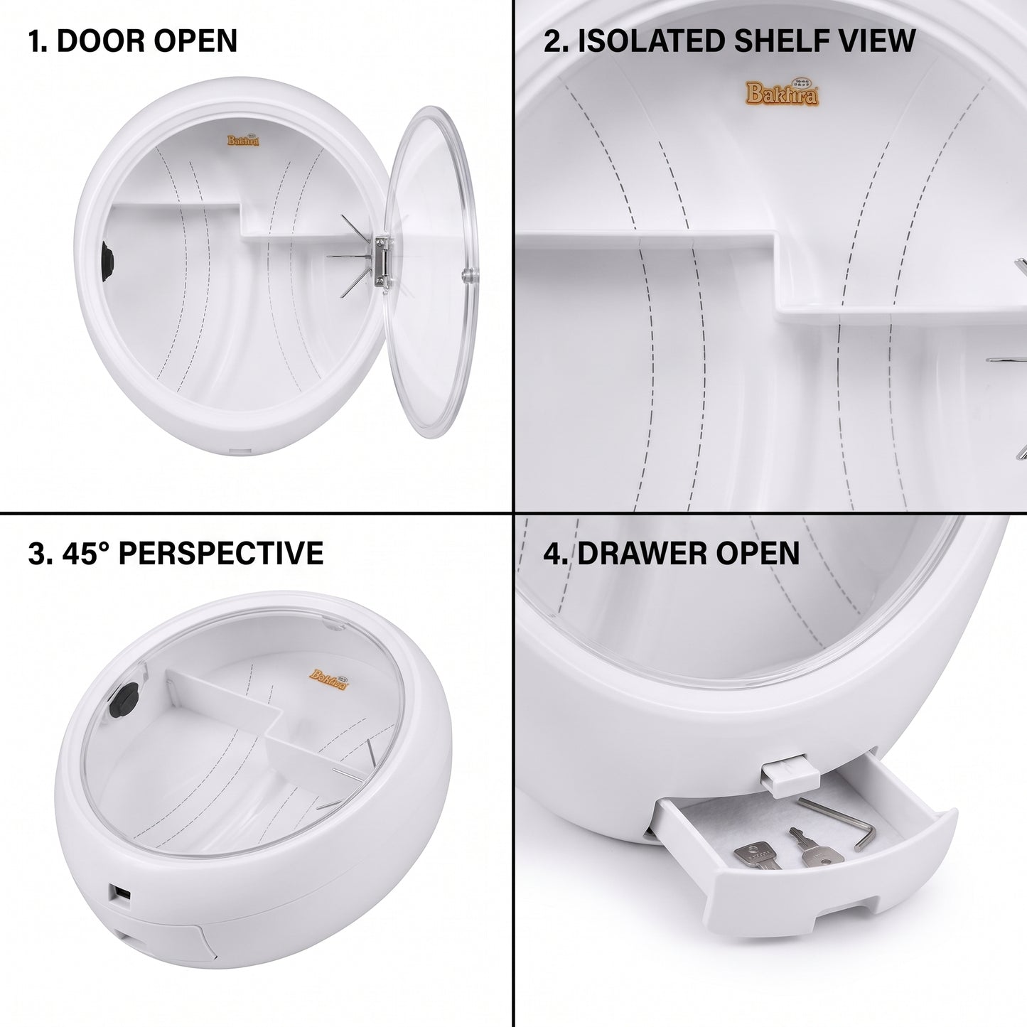 Bakhra Round Wall-Mount Bathroom Storage Cabinet – White