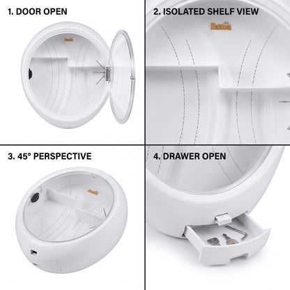 Bakhra Round Wall-Mount Bathroom Storage Cabinet – White