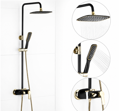 Black & Gold Rain Shower Set