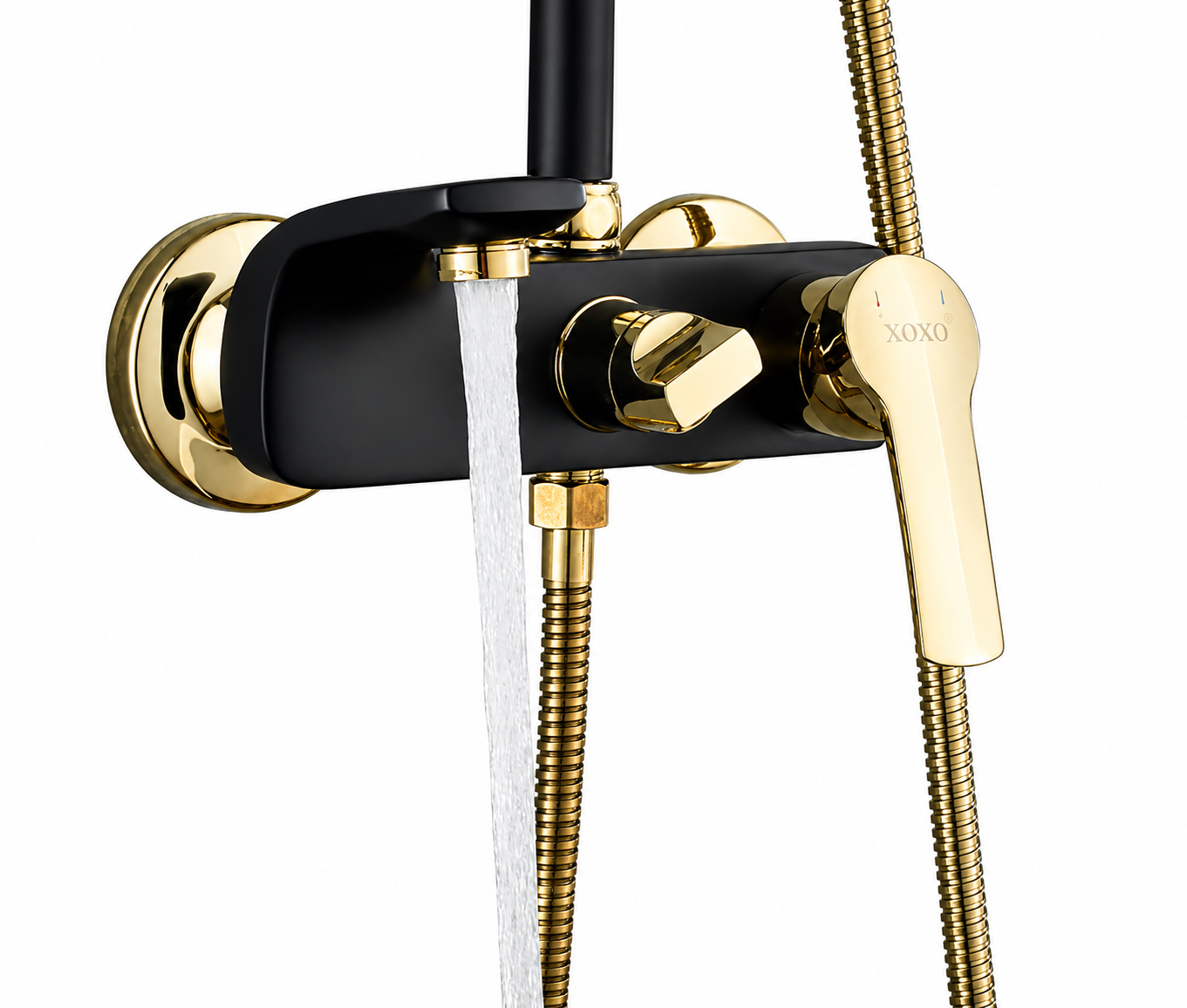 Black & Gold Rain Shower Set