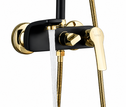 Black & Gold Rain Shower Set