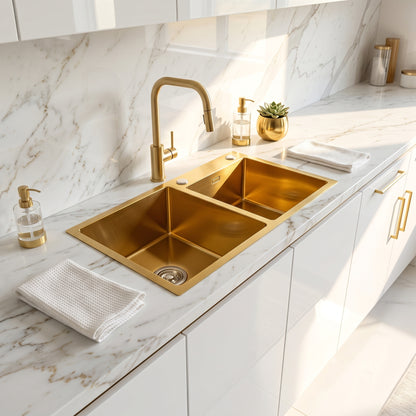 Gold Double Bowl Kitchen Sink #0022