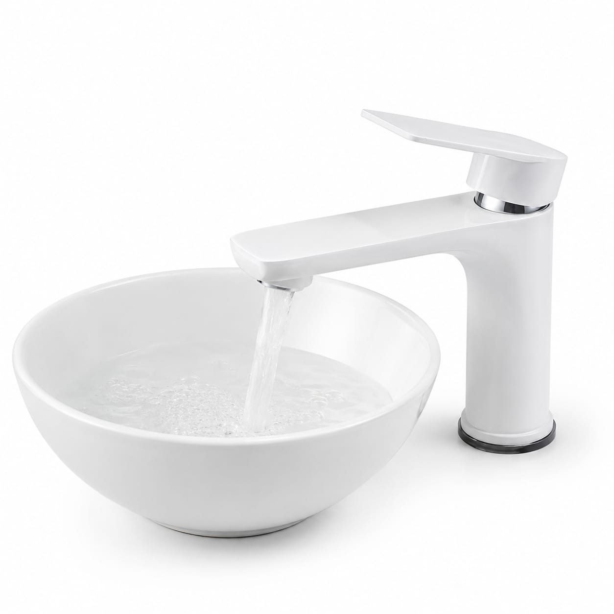 White & Chrome Basin Mixer Faucet