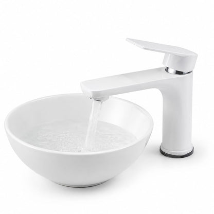 White & Chrome Basin Mixer Faucet