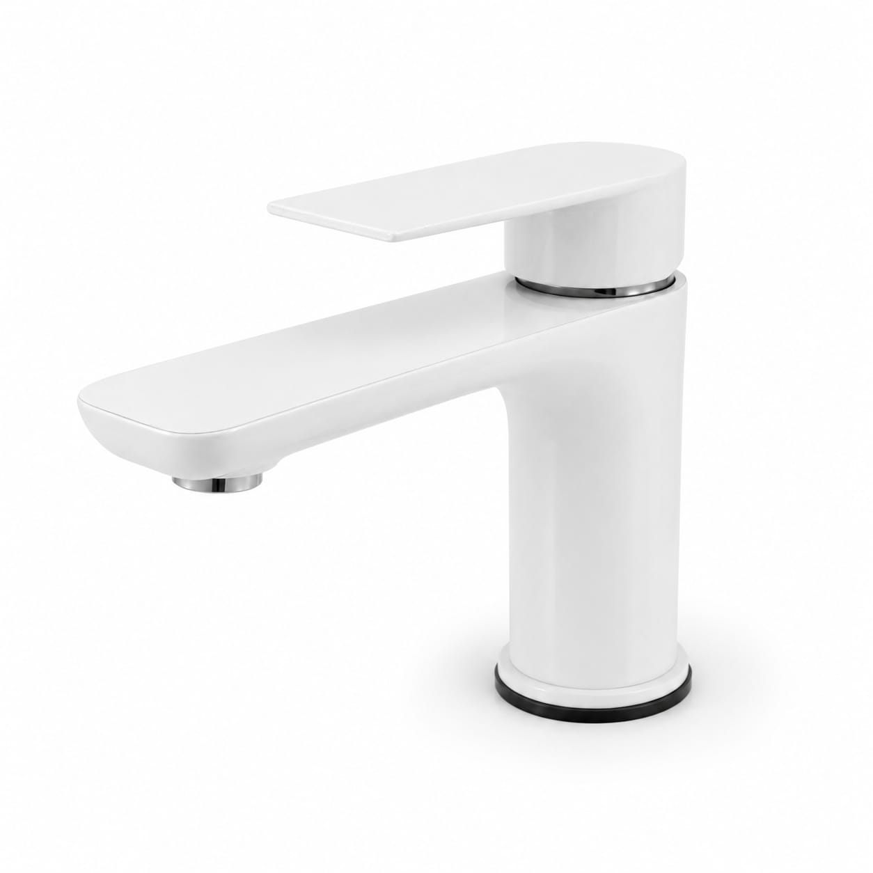 White & Chrome Basin Mixer Faucet