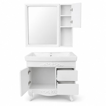White Baroque Bathroom Vanity Set