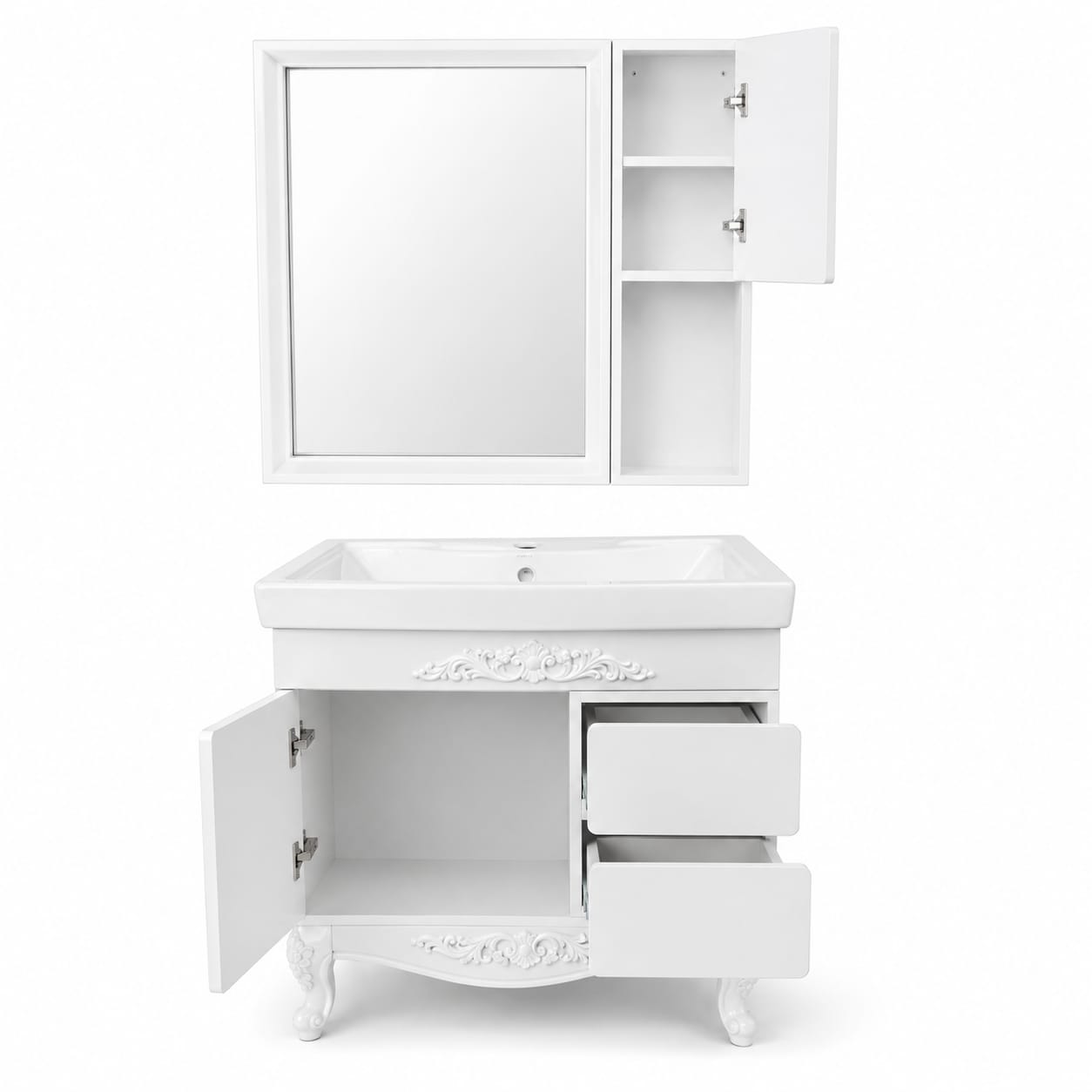 White Baroque Bathroom Vanity Set