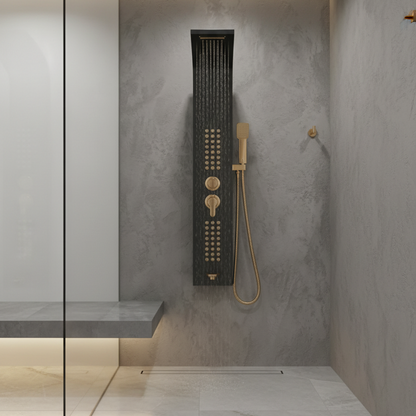Black & Gold Luxury Bathroom Shower Panel