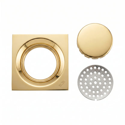 Gold Square Floor Waste #0011